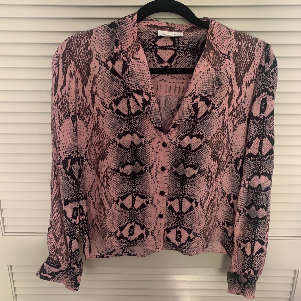 Topshop pink and black animal print blouse
